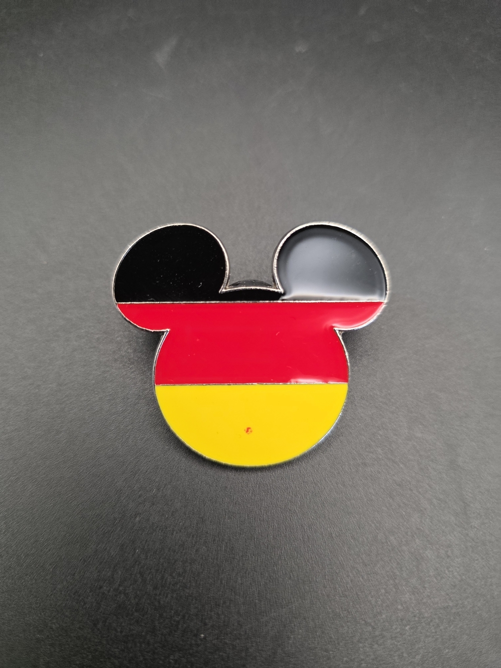 Mickey Head Enamel Pin in Black, Red & Yellow